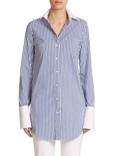 Shop Michael Kors Striped Button-down Shirt In Cobalt