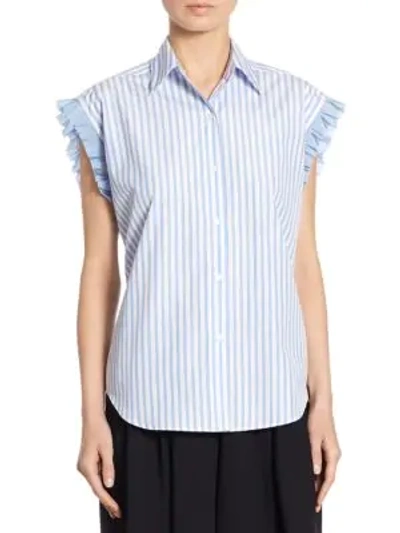 Shop Tome Striped Lace-up Back Shirt In Blue Grey