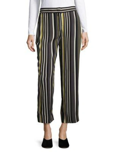 Shop Prada Striped Cropped Pants In Multi