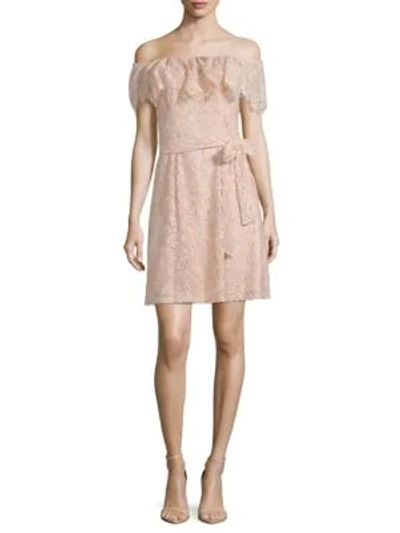 Shop Julia Jordan Floral Lace Mini Dress In Dusty Pink