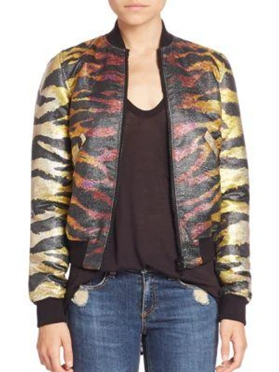 Shop Faith Connexion Reversible Tiger-print Bomber Jacket In Yellow