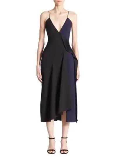 Shop Victoria Beckham Asymmetric Cami Midi Dress In Sapphire