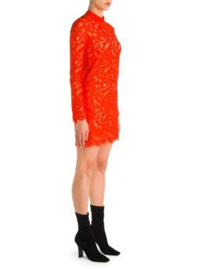 Shop Stella Mccartney Lace Long Sleeve Mini Dress In Gipsy Red