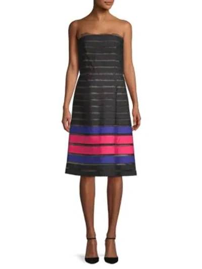 Shop Oscar De La Renta Strapless Moire Ribbon Dress In Multi