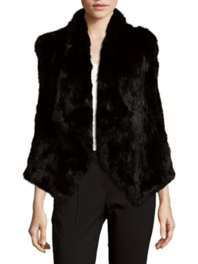 Shop Alice And Olivia Harriet Rabbit Fur Vest In Black
