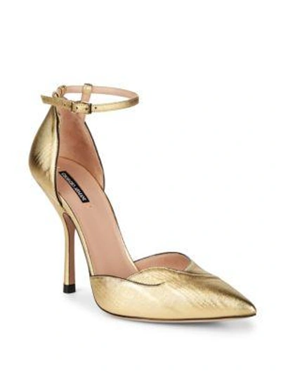 Shop Giorgio Armani Ankle-strap Leather Pumps In Yellow