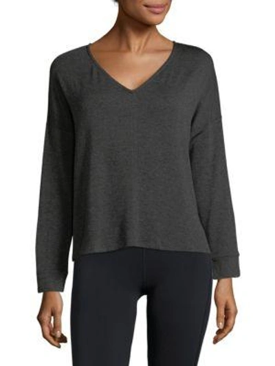 Shop Eberjey Long Sleeve V-neck Sweater In Grey