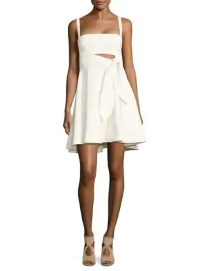 Shop Cinq À Sept Nyma Tie-front Fit-&-flare Dress In Ivory