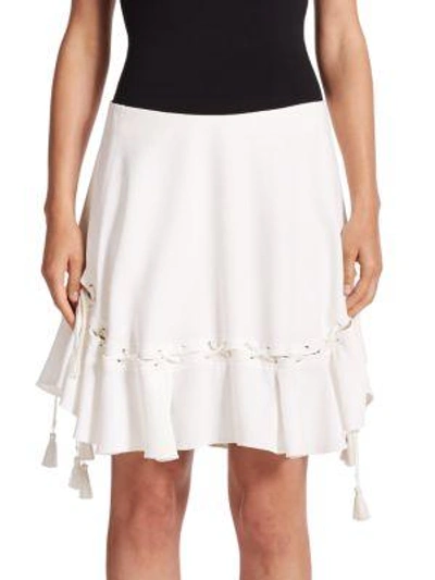 Shop Chloé Lace-up Flutter Skirt In Milk