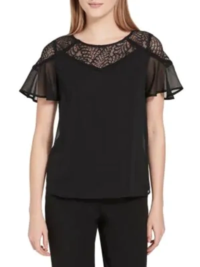 Shop Calvin Klein Lace Illusion Top In Black