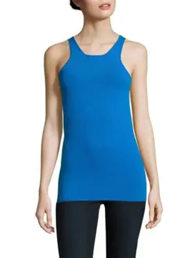 Shop Sandro Sana Solid Roundneck Tank Top In Turquoise