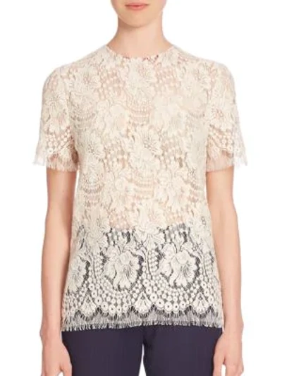 Shop Victoria Beckham Floral Lace Top In Off White