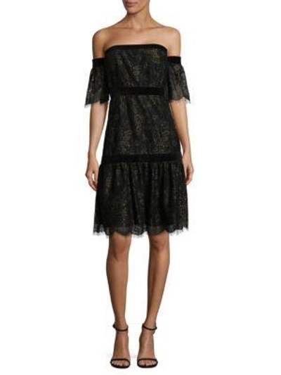 Shop Nanette Lepore Off-the-shoulder Dress In Black