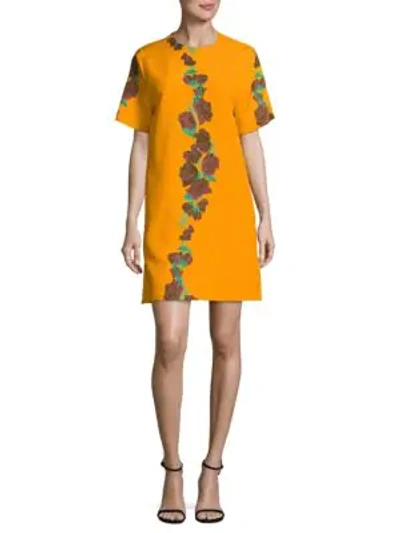 Shop Msgm Floral Shift Dress In Orange