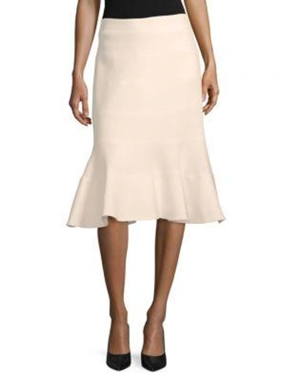Shop Carolina Herrera Wool Trumpet Skirt In White