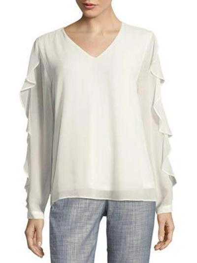 Shop Calvin Klein Long-sleeve Blouse In Soft White