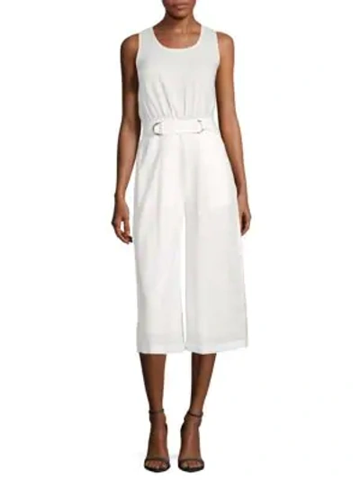 Shop Moon River Cut-out Belted Jumpsuit In Bright White