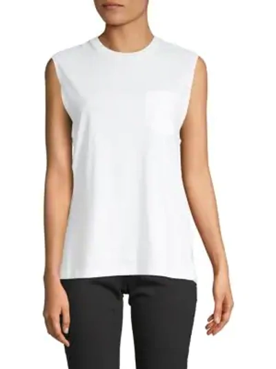 Shop Alexander Wang T Cotton Jersey Sleeveless Tank Top In Heather Grey