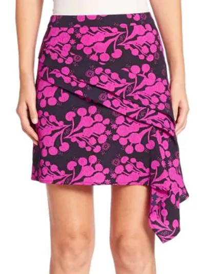Shop Tanya Taylor Asymmetrical Floral-print Skirt In Fucshia