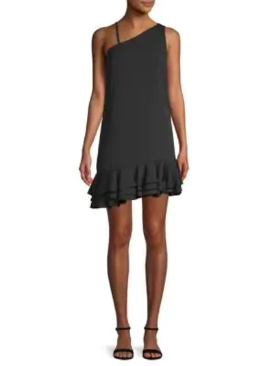 Shop Ali & Jay Bar Nineteen Asymmetric Ruffle Mini Dress In Black