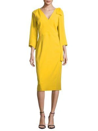 Shop Dsquared2 V-neck Bow Overlay Dress In Yellow