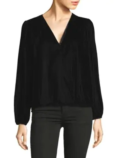 Shop Ella Moss Velvet Long -sleeve Top In Black
