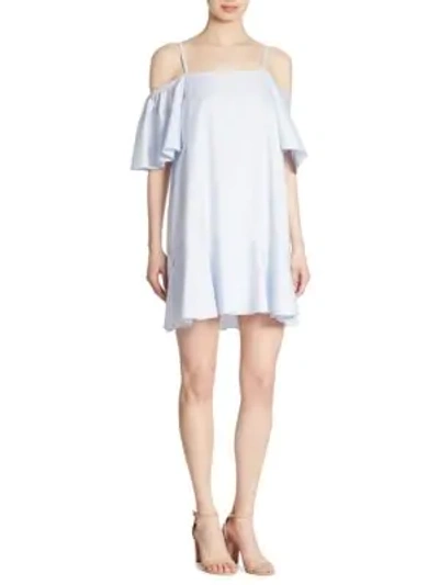 Shop Prose & Poetry Clemence Cold-shoulder Flounce Dress In Bluebell