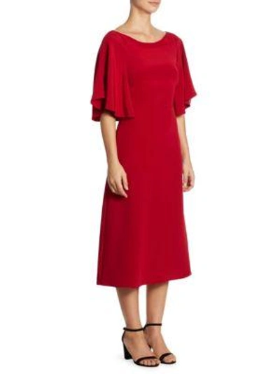 Shop Adam Lippes Silk Flutter Sleeve Midi Dress In Scarlet