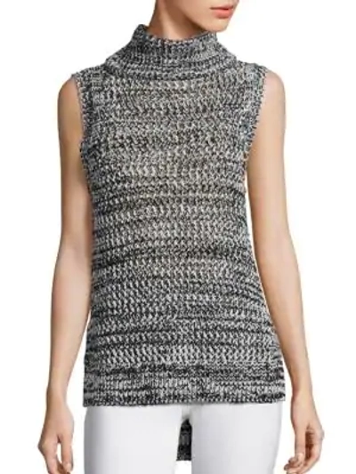 Shop Derek Lam Sleeveless Turtleneck Top In Black Ivory