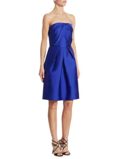 Shop Monique Lhuillier Strapless Cocktail Dress In Blue