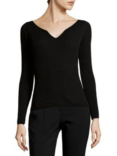 Shop Milly V-neck Wool Top In Black