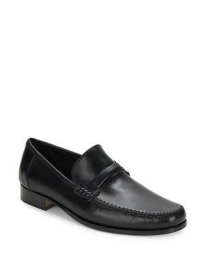 Shop Bruno Magli Porro Leather Bit Loafers In Black