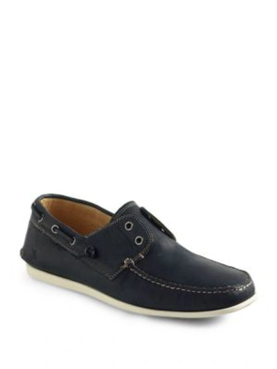 Shop John Varvatos Schooner Leather Boat Shoes In Black