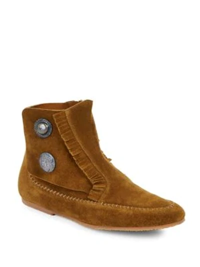 Shop Giuseppe Zanotti Studded Leather Ankle Boots In Tan