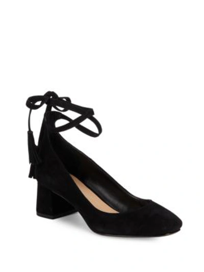 Shop Saks Fifth Avenue Bambi Leather Ankle Wrap Pumps In Black