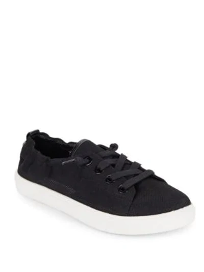 Shop Steve Madden Jane Glittered Lace-up Sneakers In Black