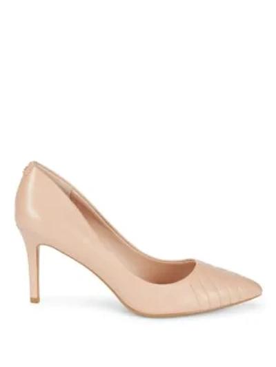 Shop Karl Lagerfeld Women's Roulle Point Toe Leather Pumps In Nude