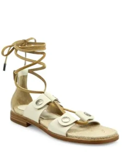 Shop Rag & Bone City Leather Lace-up Sandals In Ivory