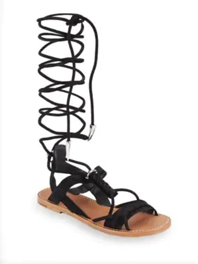 Shop Ash Peace Tall Gladiator Flat Sandals In Black