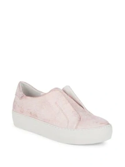 Shop Saks Fifth Avenue Metallic Suede Flatforms In Soft Pink