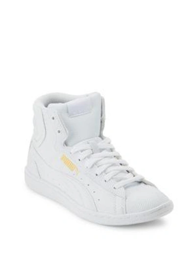 Shop Puma Vikky Striped High-top Sneakers In White