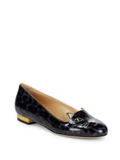 Shop Charlotte Olympia Kitty Ballet Flats In Medium Blue