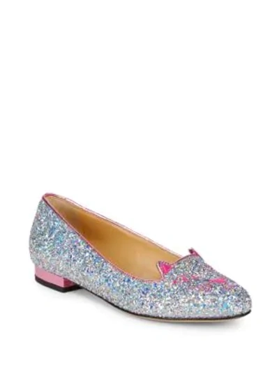 Shop Charlotte Olympia Kitty Ballet Flats In Silver