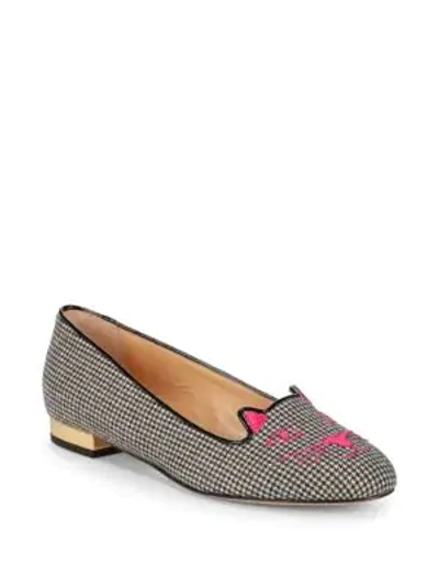 Shop Charlotte Olympia Kitty Ballet Flats In Houndstooth