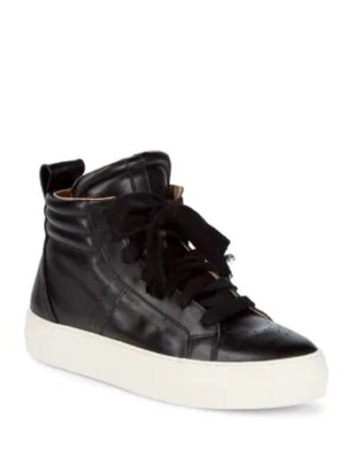 Shop Helmut Lang Enya Hi-top Leather Sneakers In Black