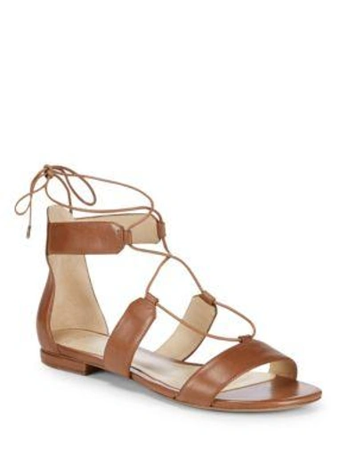 Shop Alexandre Birman Leather Lace-up Sandals In Beige