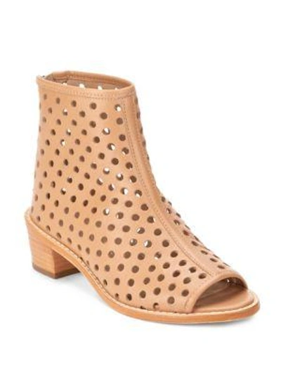 Shop Loeffler Randall Ione Perforated Open Toe Booties In Beach
