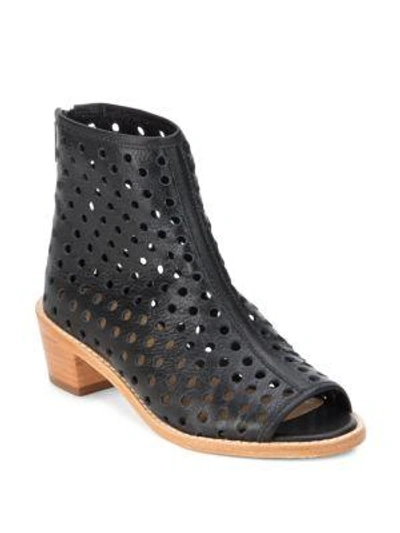 Shop Loeffler Randall Ione Perforated Open Toe Booties In Black