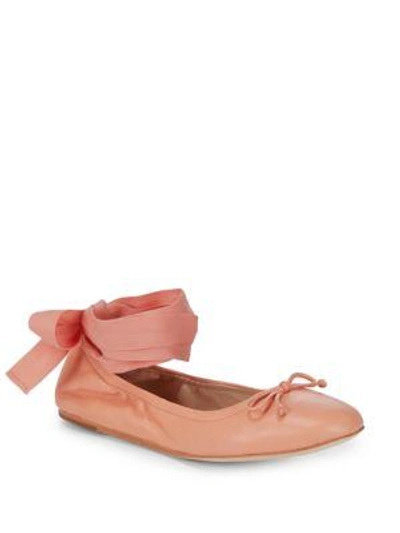 Shop Saks Fifth Avenue Ribbon Leather Ballet Flats In Salmon