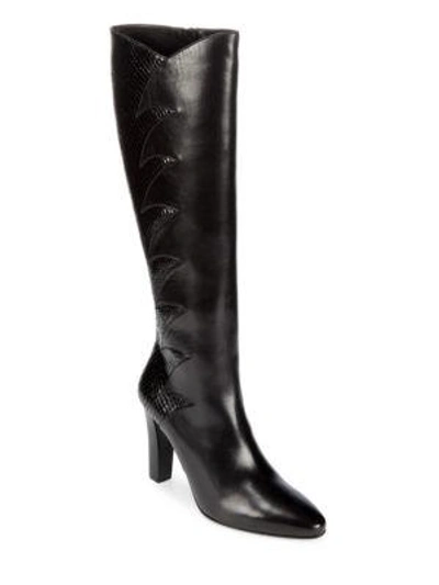 Shop Saint Laurent Leather Knee-high Boots In Black